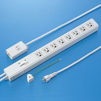 延長コード 電源タップ 2m 3P（ピン） 9個口 スイッチ ライトグレー TAP-3812NFN サンワサプライ 1個（直送品）