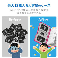 エレコム（ELECOM） SD/microSDカードケース（プラスチックタイプ） ピンク CMC-SDCPP12PN 1個