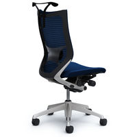 CP36DS FDF4 バロン チェア ハイバック ランバーサポートハンガー 肘無 背スタンダード・座クッション シルバー×ブラック ダークブルー（直送品）