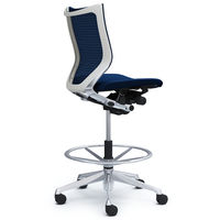 バロン ハイチェア ローバック 肘無 背スタンダード・座クッション ポリッシュ×ホワイト ダークブルー CP38BW FDF4（直送品）