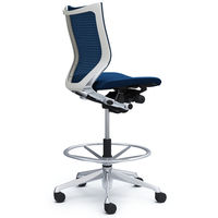 バロン ハイチェア ローバック 肘無 背スタンダード・座クッション ポリッシュ×ホワイト ミディアムブルー CP38BW FEF4（直送品）