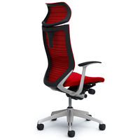 CP41DR FGR9 バロン チェア EXハイバック 可動ヘッドレスト 固定肘 背グラデーションメッシュ・座クッション シルバー×ブラック レッド（直送品）
