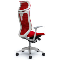 CP41DW FGR9 バロン チェア EXハイバック 可動ヘッドレスト 固定肘 背グラデーションメッシュ・座クッション シルバー×ホワイト レッド（直送品）