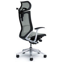 CP42AR FDH3 バロン チェア EXハイバック 可動ヘッドレスト 固定肘 背・座スタンダード ポリッシュ×ブラック ライトグレー（直送品）