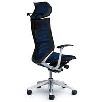 CP42AR FDH4 バロン チェア EXハイバック 可動ヘッドレスト 固定肘 背・座スタンダード ポリッシュ×ブラック ダークブルー（直送品）