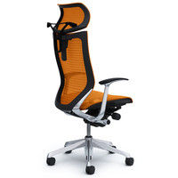 CP42AR FDH8 バロン チェア EXハイバック 可動ヘッドレスト 固定肘 背・座スタンダード ポリッシュ×ブラック オレンジ（直送品）