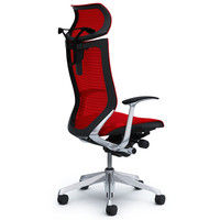 CP42AR FDH9 バロン チェア EXハイバック 可動ヘッドレスト 固定肘 背・座スタンダード ポリッシュ×ブラック レッド（直送品）