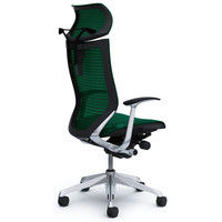 CP42AR FEH5 バロン チェア EXハイバック 可動ヘッドレスト 固定肘 背・座スタンダード ポリッシュ×ブラック ダークグリーン（直送品）