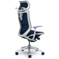CP42AW FDH4 バロン チェア EXハイバック 可動ヘッドレスト 固定肘 背・座スタンダード ポリッシュ×ホワイト ダークブルー（直送品）