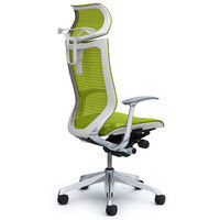 CP42AW FDH6 バロン チェア EXハイバック 可動ヘッドレスト 固定肘 背・座スタンダード ポリッシュ×ホワイト ライムグリーン（直送品）