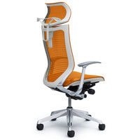 CP42AW FDH8 バロン チェア EXハイバック 可動ヘッドレスト 固定肘 背・座スタンダード ポリッシュ×ホワイト オレンジ（直送品）