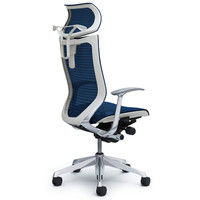 CP42AW FEH4 バロン チェア EXハイバック 可動ヘッドレスト 固定肘 背・座スタンダード ポリッシュ×ホワイト ミディアムブルー（直送品）
