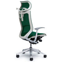 CP42AW FEH5 バロン チェア EXハイバック 可動ヘッドレスト 固定肘 背・座スタンダード ポリッシュ×ホワイト ダークグリーン（直送品）