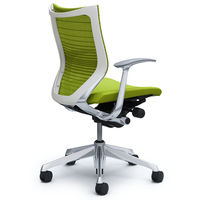 CP43BW FGR5 バロン チェア ローバック 固定肘 背グラデーションメッシュ・座クッション ポリッシュ×ホワイト ライムグリーン（直送品）