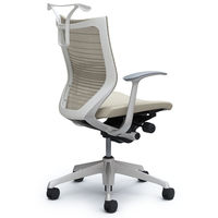CP44DW FGR2 バロン チェア ローバック ハンガー 固定肘 背グラデーションメッシュ・座クッション シルバー×ホワイト ホワイト（直送品）