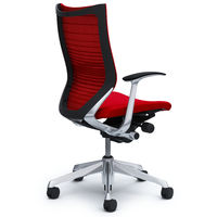 CP45BR FGR9 バロン チェア ハイバック 固定肘 背グラデーションメッシュ・座クッション ポリッシュ×ブラック レッド（直送品）