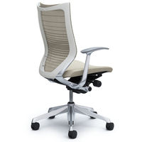 CP45BW FGR2 バロン チェア ハイバック 固定肘 背グラデーションメッシュ・座クッション ポリッシュ×ホワイト ホワイト（直送品）