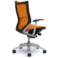 CP45CR FDH8 バロン チェア ハイバック 固定肘 背・座スタンダード シルバー×ブラック オレンジ（直送品）