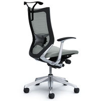 CP46BS FDF3 バロン チェア ハイバック ランバーサポートハンガー 固定肘 背スタンダード座クッション ポリッシュ×ブラック ライトグレー（直送品）