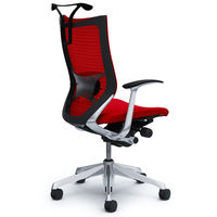 CP46BS FDF9 バロン チェア ハイバック ランバーサポートハンガー 固定肘 背スタンダード・座クッション ポリッシュ×ブラック レッド（直送品）