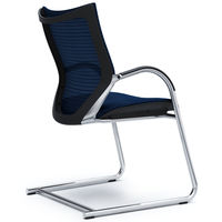バロンゲストチェア 固定肘 背・座スタンダード クロームメッキ×ブラック ダークブルー CP72AR FDH4（直送品）