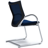 バロンゲストチェア 固定肘 背スタンダード・座クッション クロームメッキ×ブラック ダークブルー CP72BR FDF4（直送品）