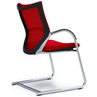 バロンゲストチェア 固定肘 背スタンダード・座クッション クロームメッキ×ブラック レッド CP72BR FDF9（直送品）