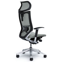 CP81BS FDF3 バロン チェア EXハイバック 可動ヘッドレスト 可動肘 背スタンダード・座クッション ポリッシュ×ブラック ライトグレー（直送品）