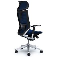 CP81BS FDF4 バロン チェア EXハイバック 可動ヘッドレスト 可動肘 背スタンダード・座クッション ポリッシュ×ブラック ダークブルー（直送品）