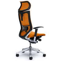 CP81BS FDF8 バロン チェア EXハイバック 可動ヘッドレスト 可動肘 背スタンダード・座クッション ポリッシュ×ブラック オレンジ（直送品）