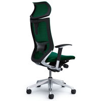 CP81BS FEF5 バロン チェア EXハイバック 可動ヘッドレスト 可動肘 背スタンダード・座クッション ポリッシュ×ブラック ダークグリーン（直送品）