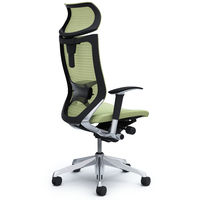 CP81BS FEF6 バロン チェア EXハイバック 可動ヘッドレスト 可動肘 背スタンダード座クッション ポリッシュ×ブラック ピスタチオグリーン（直送品）