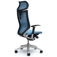 CP81DR FGR4 バロン チェア EXハイバック 可動ヘッドレスト 可動肘 背サポートメッシュ座クッション シルバー×ブラック アクアブルー（直送品）