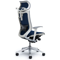 CP82AZ FDH4 バロン チェア EXハイバック 可動ヘッドレスト 可動肘 背・座スタンダード ポリッシュ×ホワイト ダークブルー（直送品）