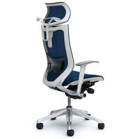 CP82AZ FEH4 バロン チェア EXハイバック 可動ヘッドレスト 可動肘 背・座スタンダード ポリッシュ×ホワイト ミディアムブルー（直送品）
