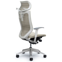 CP82DW FGR2 バロン チェア EXハイバック 可動ヘッドレスト 可動肘 背グラデーションメッシュ・座クッション シルバー×ホワイト ホワイト（直送品）