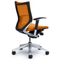 CP83BR FDF8 バロン チェア ローバック 可動肘 背スタンダード・座クッション ポリッシュ×ブラック オレンジ（直送品）