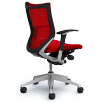 CP83DR FDF9 バロン チェア ローバック 可動肘 背スタンダード・座クッション シルバー×ブラック レッド（直送品）