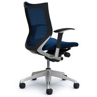 CP83DR FEF4 バロン チェア ローバック 可動肘 背スタンダード・座クッション シルバー×ブラック ミディアムブルー（直送品）