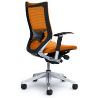 CP85BS FDF8 |オカムラ バロン チェア ハイバック ランバーサポート 可動肘 背スタンダード・座クッション ポリッシュ×ブラック オレン （直送品）