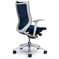 CP85BW FDF4 |オカムラ バロン チェア ハイバック 可動肘 背スタンダード・座クッション ポリッシュ×ホワイト ダークブルー 1脚（直送品）