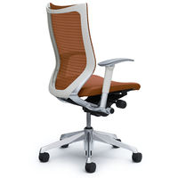 CP85BW FEF8 |オカムラ バロン チェア ハイバック 可動肘 背スタンダード・座クッション ポリッシュ×ホワイト ブラウン 1脚（直送品）