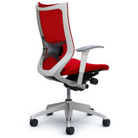 CP85DZ FDF9 |オカムラ バロン チェア ハイバック ランバーサポート 可動肘 背スタンダード・座クッション シルバー×ホワイト レッド  （直送品）