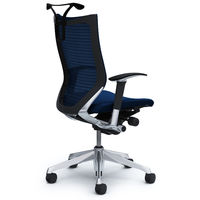 CP86BR FDF4 |オカムラ バロン チェア ハイバック ハンガー 可動肘 背スタンダード・座クッション ポリッシュ×ブラック ダークブルー  （直送品）