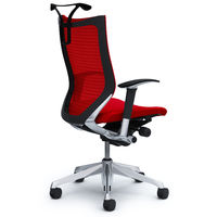 CP86BR FDF9 |オカムラ バロン チェア ハイバック ハンガー 可動肘 背スタンダード・座クッション ポリッシュ×ブラック レッド 1脚（直送品）