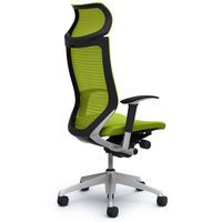 CP87DR FDF6 バロン チェア EXハイバック 固定ヘッドレスト 可動肘 背スタンダード・座クッション シルバー×ブラック ライムグリーン（直送品）