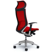 CP87DR FDF9 バロン チェア EXハイバック 固定ヘッドレスト 可動肘 背スタンダード・座クッション シルバー×ブラック レッド（直送品）