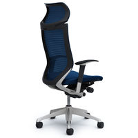 CP87DR FEF4 バロン チェア EXハイバック 固定ヘッドレスト 可動肘 背スタンダード・座クッション シルバー×ブラック ミディアムブルー（直送品）