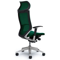 CP87DR FEF5 バロン チェア EXハイバック 固定ヘッドレスト 可動肘 背スタンダード・座クッション シルバー×ブラック ダークグリーン（直送品）