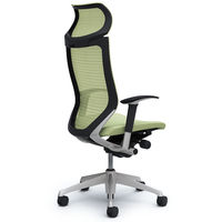 CP87DR FEF6 バロン チェア EXハイバック 固定ヘッドレスト 可動肘 背スタンダード・座クッション シルバー×ブラック ピスタチオグリーン（直送品）